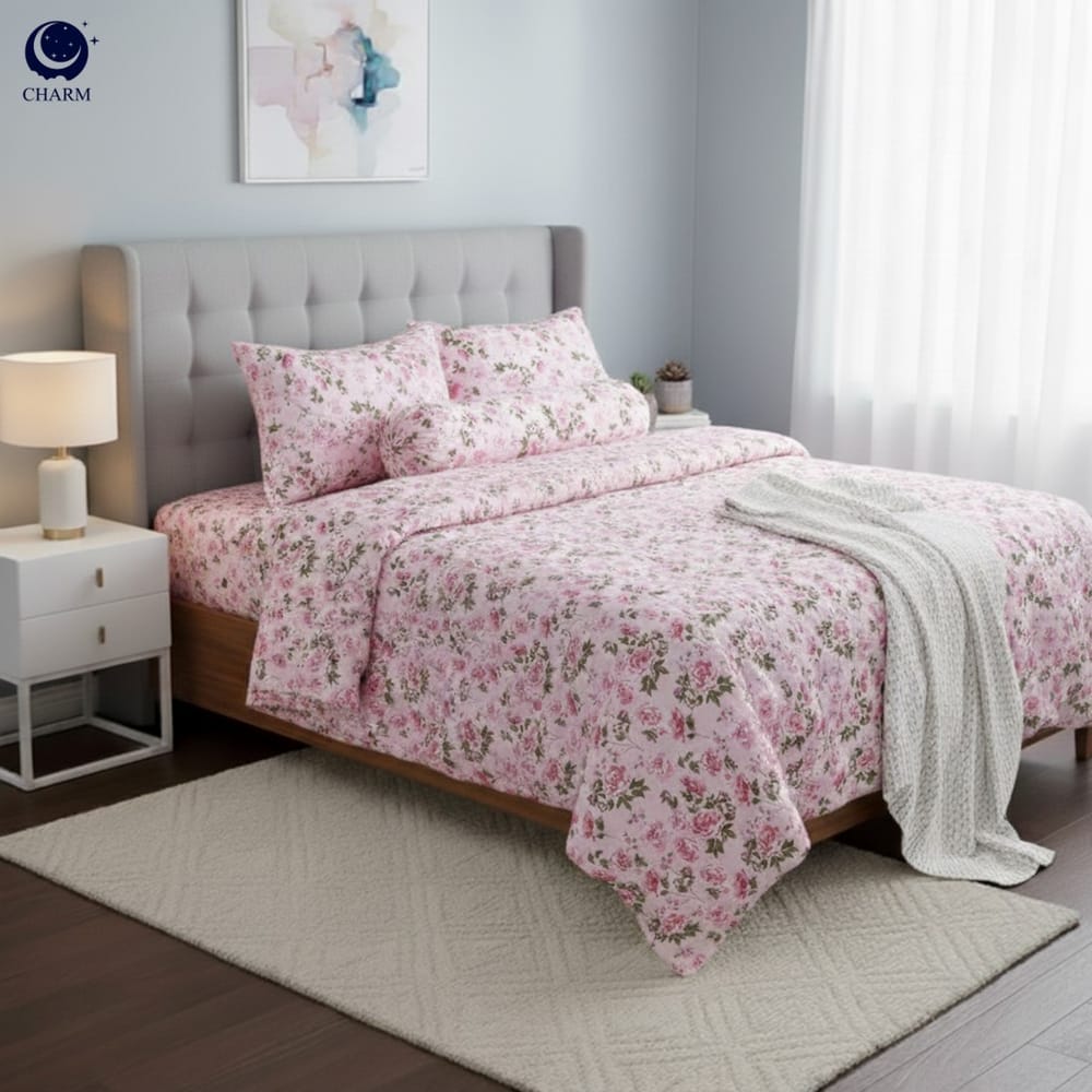 ชุดผ้าปูที่นอน 3.5 ฟุต 4 ชิ้น CHARM รุ่น CLASSIC ลาย ROSE GARDEN